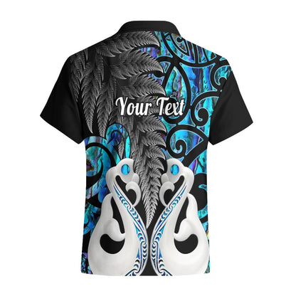 Personalised New Zealand Hawaiian Shirt Te Manaia Mangopare Maori And Fern Blue Style