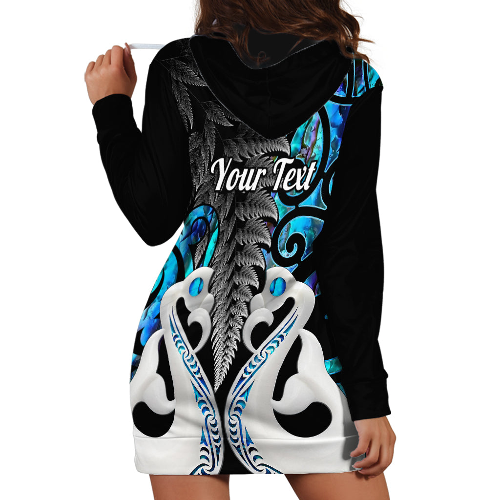 Personalised New Zealand Hoodie Dress Te Manaia Mangopare Maori And Fern Blue Style