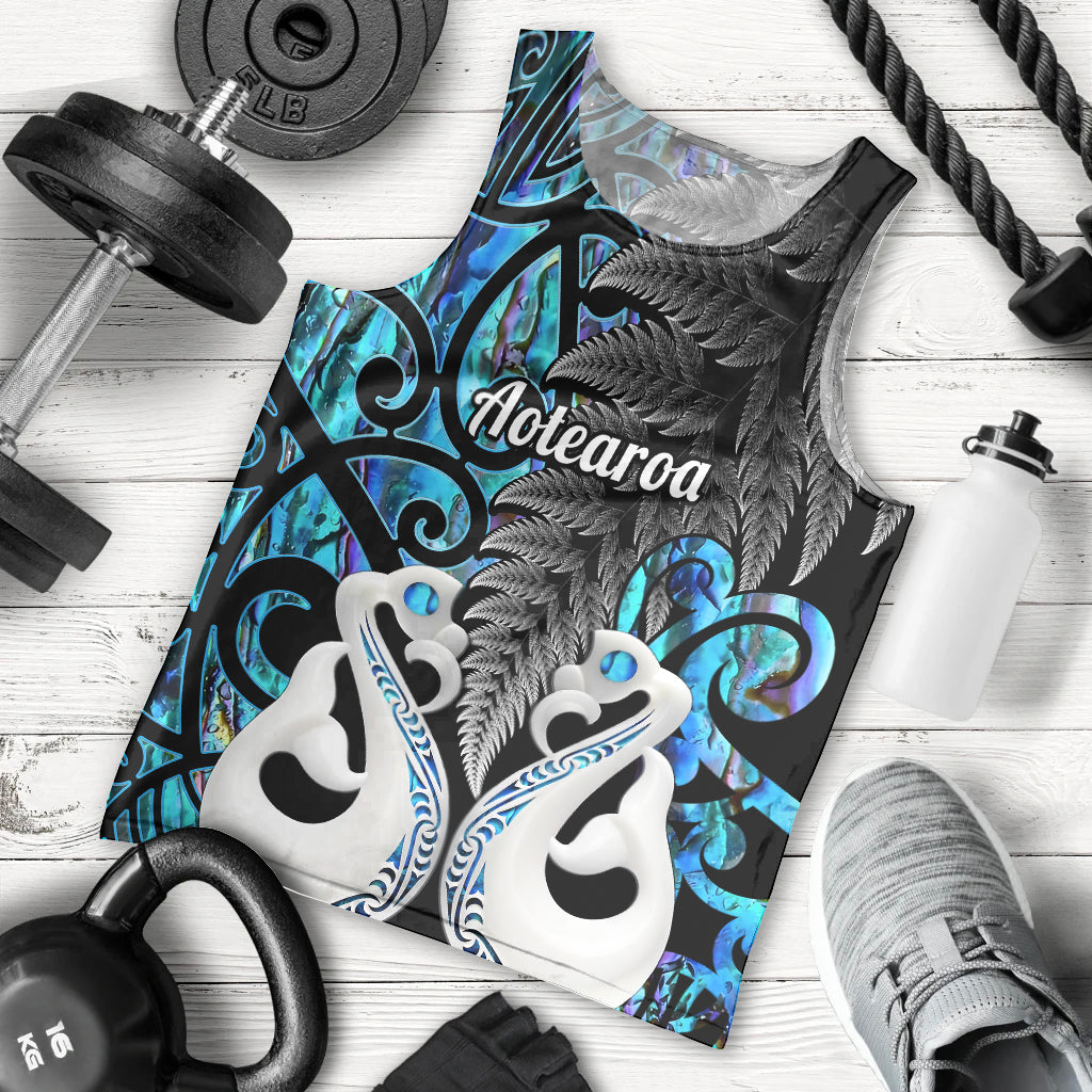 Personalised New Zealand Men Tank Top Te Manaia Mangopare Maori And Fern Blue Style