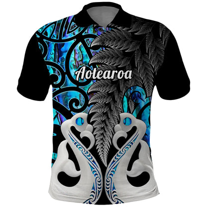 Personalised New Zealand Polo Shirt Te Manaia Mangopare Maori And Fern Blue Style
