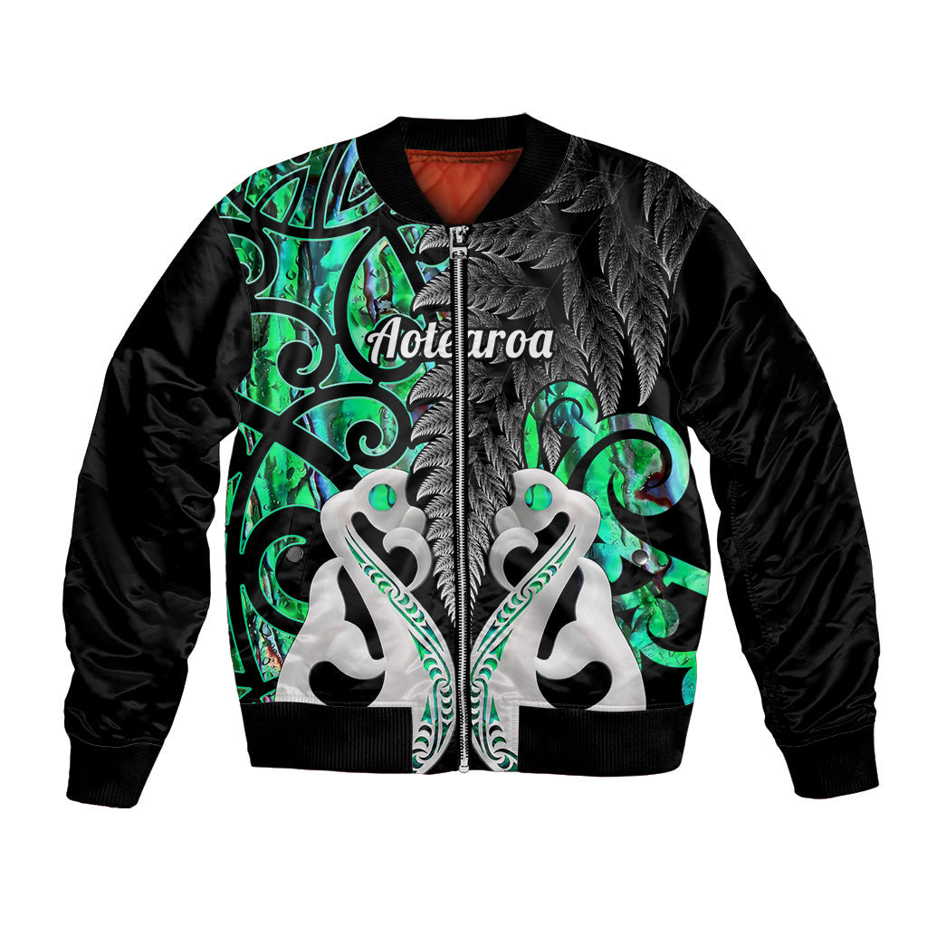 Personalised New Zealand Bomber Jacket Te Manaia Mangopare Maori And Fern Green Style