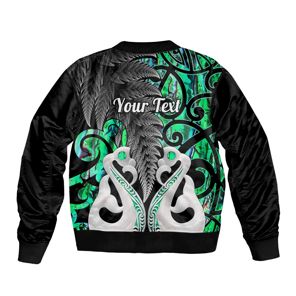 Personalised New Zealand Bomber Jacket Te Manaia Mangopare Maori And Fern Green Style