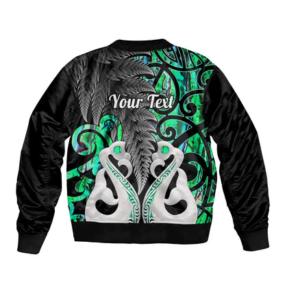 Personalised New Zealand Bomber Jacket Te Manaia Mangopare Maori And Fern Green Style