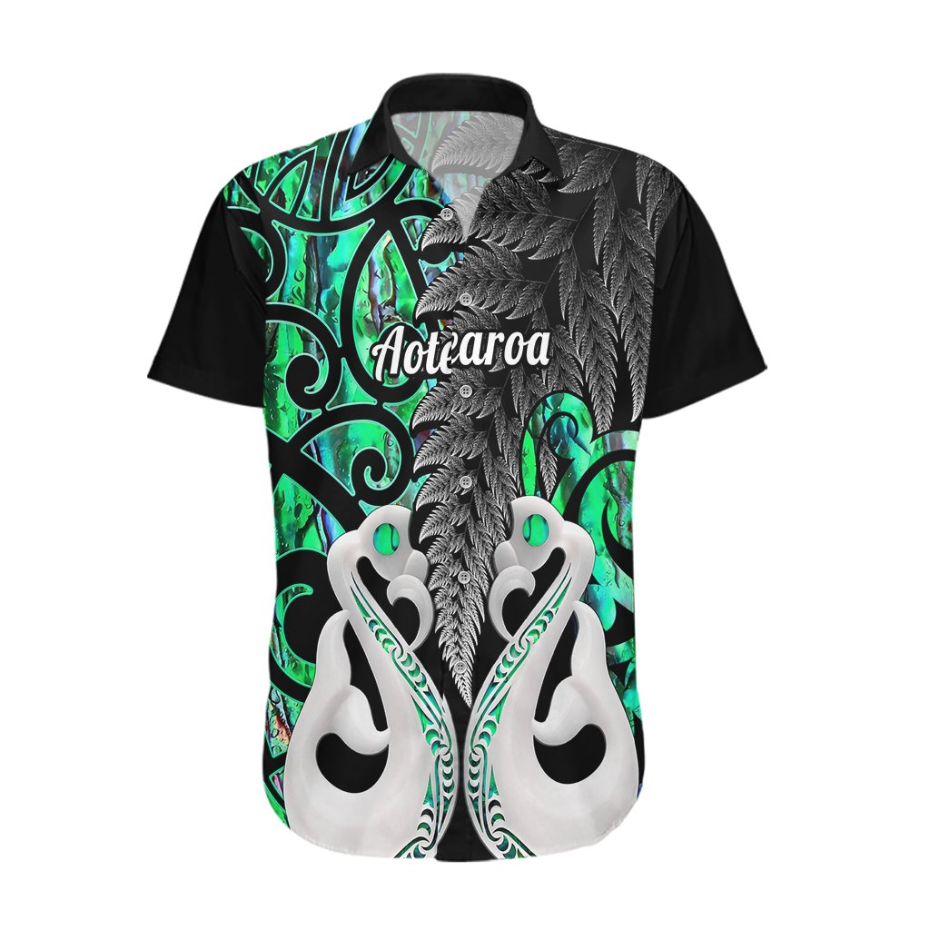 Personalised New Zealand Hawaiian Shirt Te Manaia Mangopare Maori And Fern Green Style