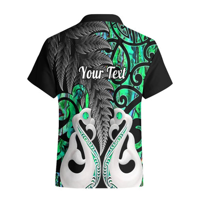 Personalised New Zealand Hawaiian Shirt Te Manaia Mangopare Maori And Fern Green Style