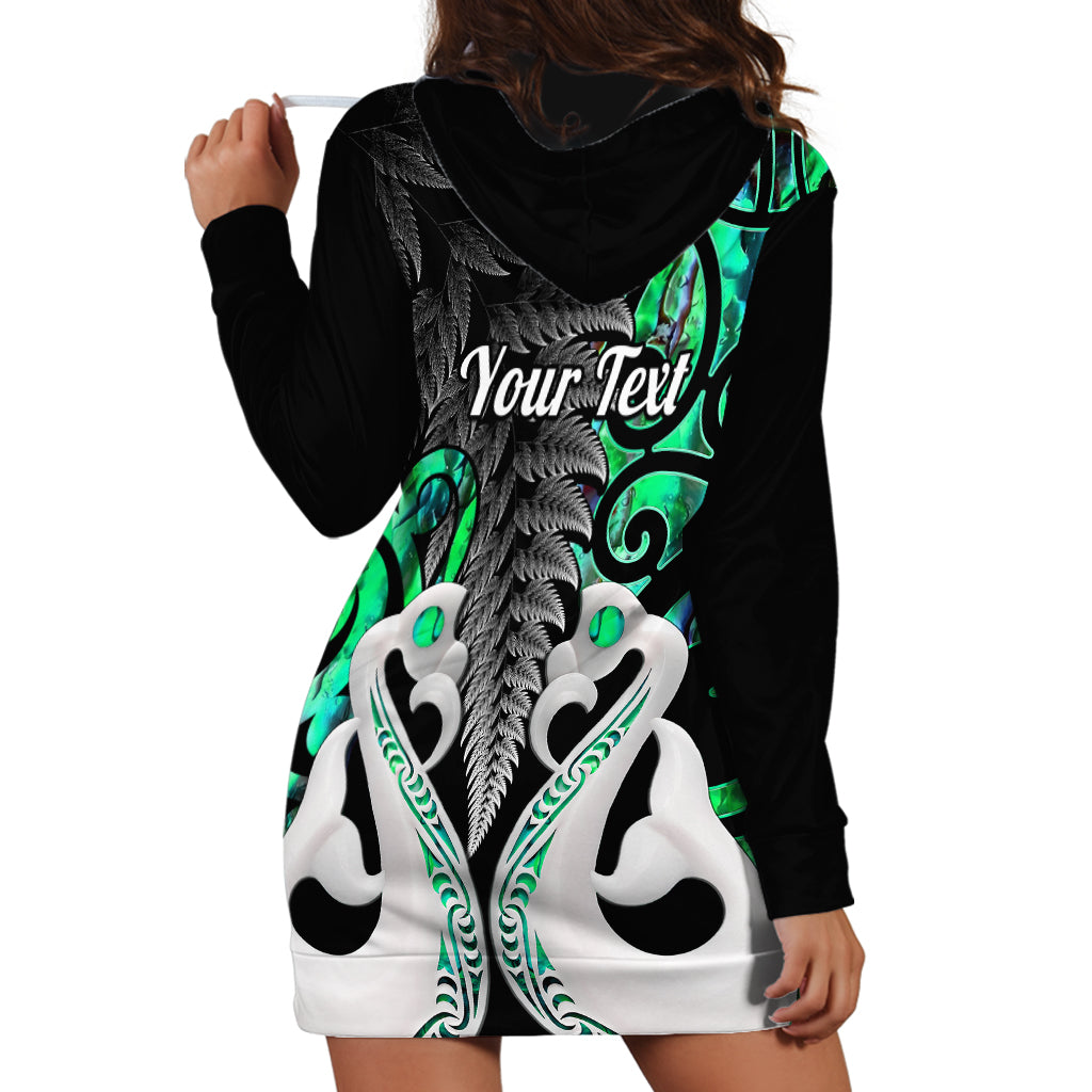 Personalised New Zealand Hoodie Dress Te Manaia Mangopare Maori And Fern Green Style