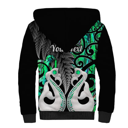 Personalised New Zealand Sherpa Hoodie Te Manaia Mangopare Maori And Fern Green Style