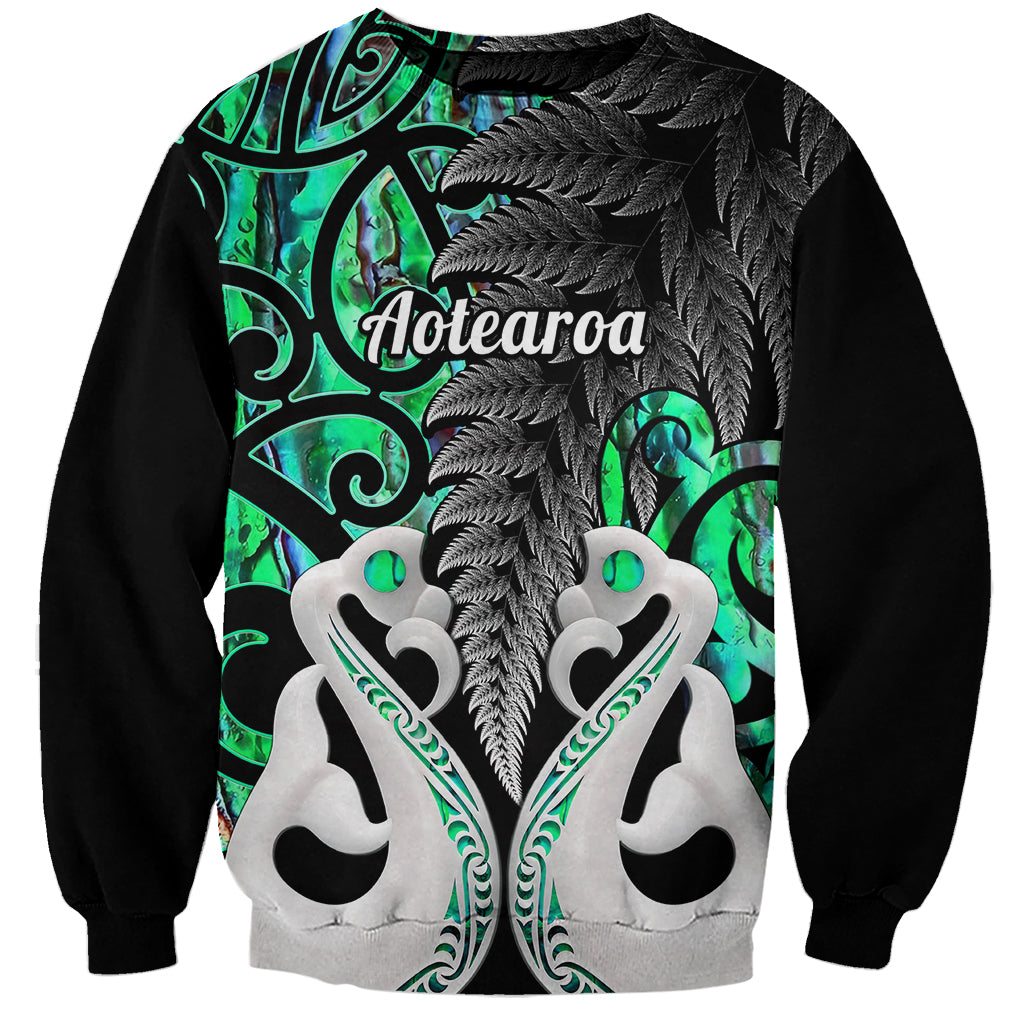 Personalised New Zealand Sweatshirt Te Manaia Mangopare Maori And Fern Green Style