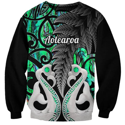 Personalised New Zealand Sweatshirt Te Manaia Mangopare Maori And Fern Green Style