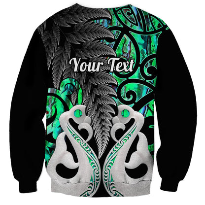 Personalised New Zealand Sweatshirt Te Manaia Mangopare Maori And Fern Green Style