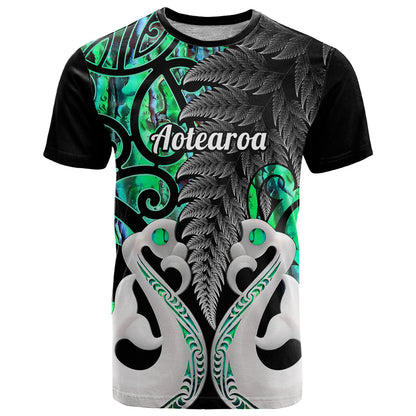 Personalised New Zealand T Shirt Te Manaia Mangopare Maori And Fern Green Style