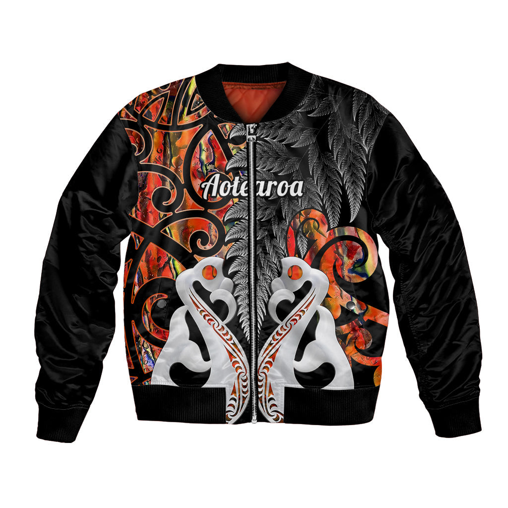 Personalised New Zealand Bomber Jacket Te Manaia Mangopare Maori And Fern Orange Style