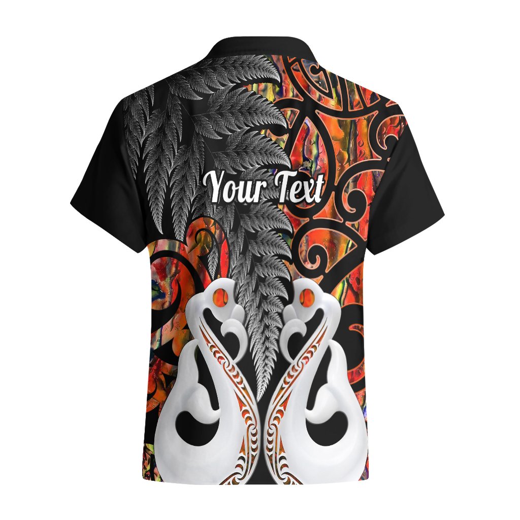 Personalised New Zealand Hawaiian Shirt Te Manaia Mangopare Maori And Fern Orange Style