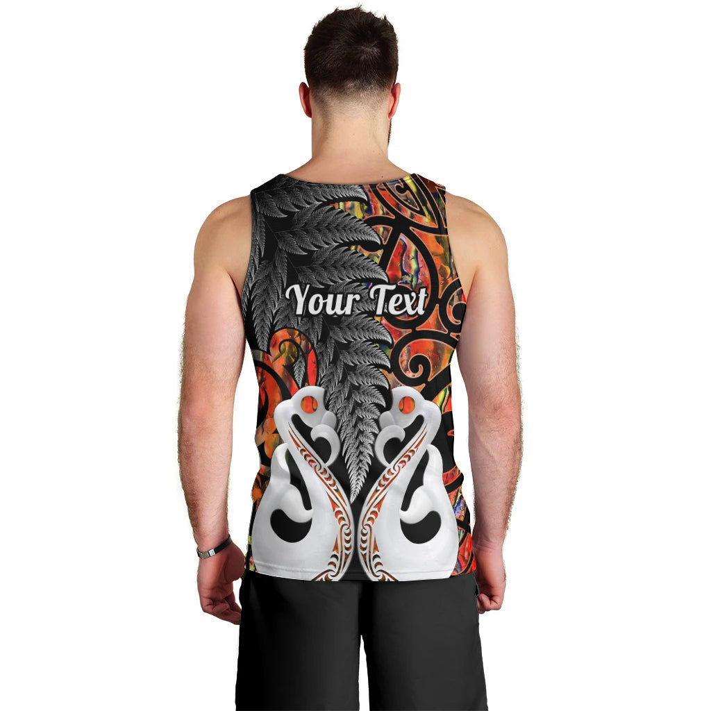 Personalised New Zealand Men Tank Top Te Manaia Mangopare Maori And Fern Orange Style