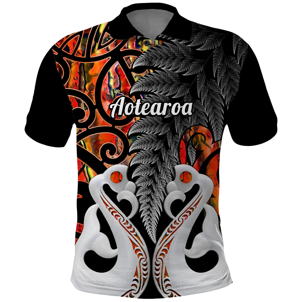 Personalised New Zealand Polo Shirt Te Manaia Mangopare Maori And Fern Orange Style