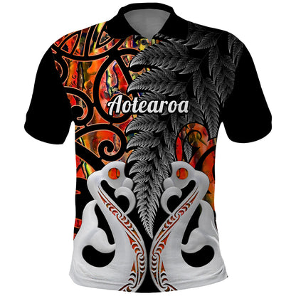 Personalised New Zealand Polo Shirt Te Manaia Mangopare Maori And Fern Orange Style