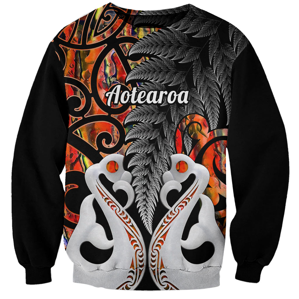 Personalised New Zealand Sweatshirt Te Manaia Mangopare Maori And Fern Orange Style