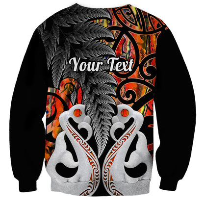Personalised New Zealand Sweatshirt Te Manaia Mangopare Maori And Fern Orange Style