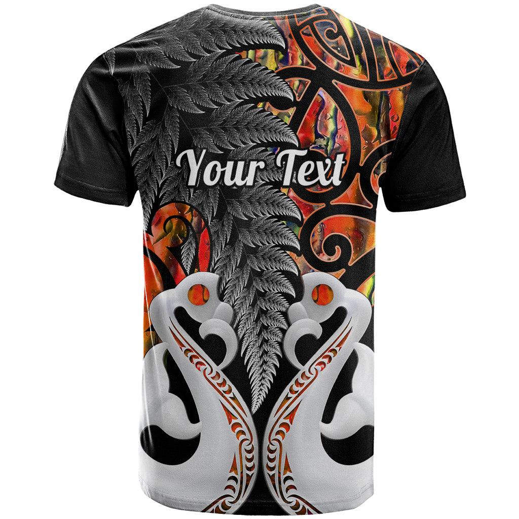 Personalised New Zealand T Shirt Te Manaia Mangopare Maori And Fern Orange Style