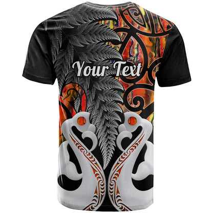 Personalised New Zealand T Shirt Te Manaia Mangopare Maori And Fern Orange Style