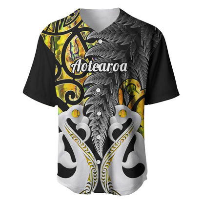 Personalised New Zealand Baseball Jersey Te Manaia Mangopare Maori And Fern Gold Style
