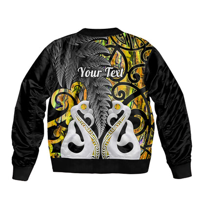 Personalised New Zealand Bomber Jacket Te Manaia Mangopare Maori And Fern Gold Style