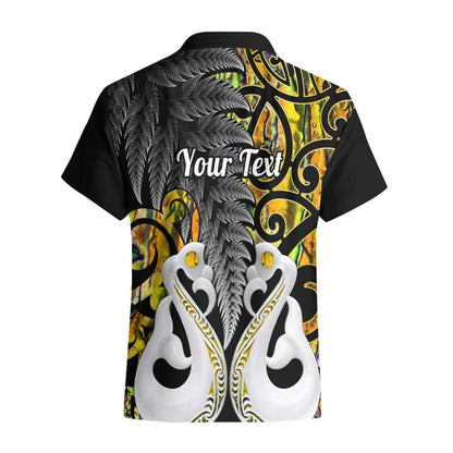 Personalised New Zealand Hawaiian Shirt Te Manaia Mangopare Maori And Fern Gold Style