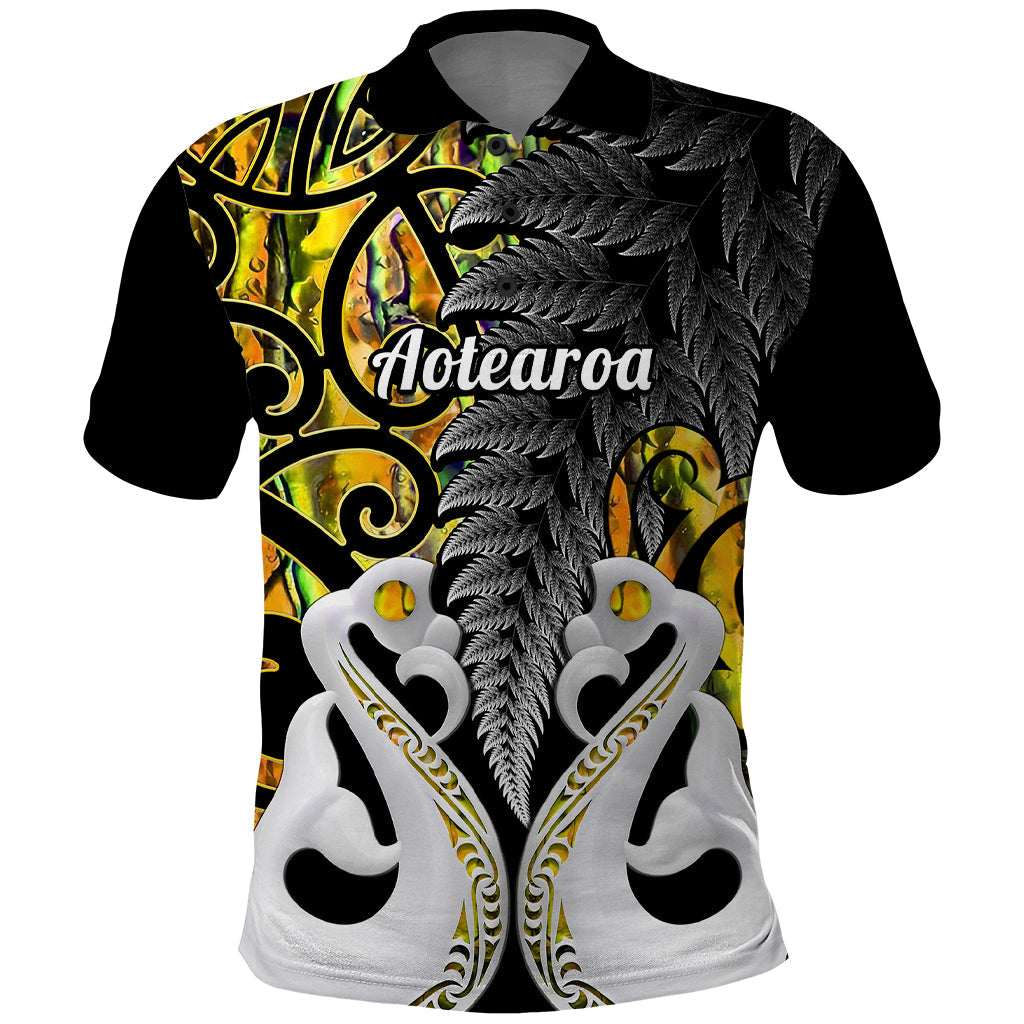 Personalised New Zealand Polo Shirt Te Manaia Mangopare Maori And Fern Gold Style