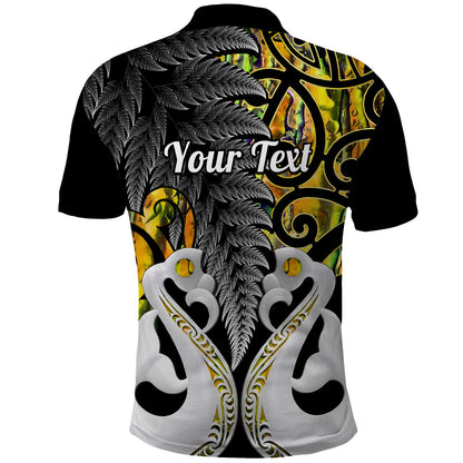 Personalised New Zealand Polo Shirt Te Manaia Mangopare Maori And Fern Gold Style