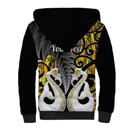 Personalised New Zealand Sherpa Hoodie Te Manaia Mangopare Maori And Fern Gold Style