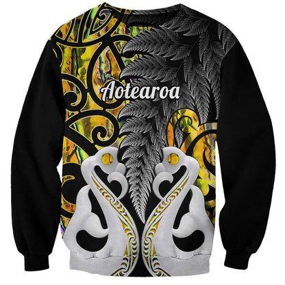 Personalised New Zealand Sweatshirt Te Manaia Mangopare Maori And Fern Gold Style