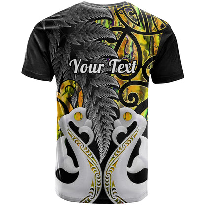 Personalised New Zealand T Shirt Te Manaia Mangopare Maori And Fern Gold Style