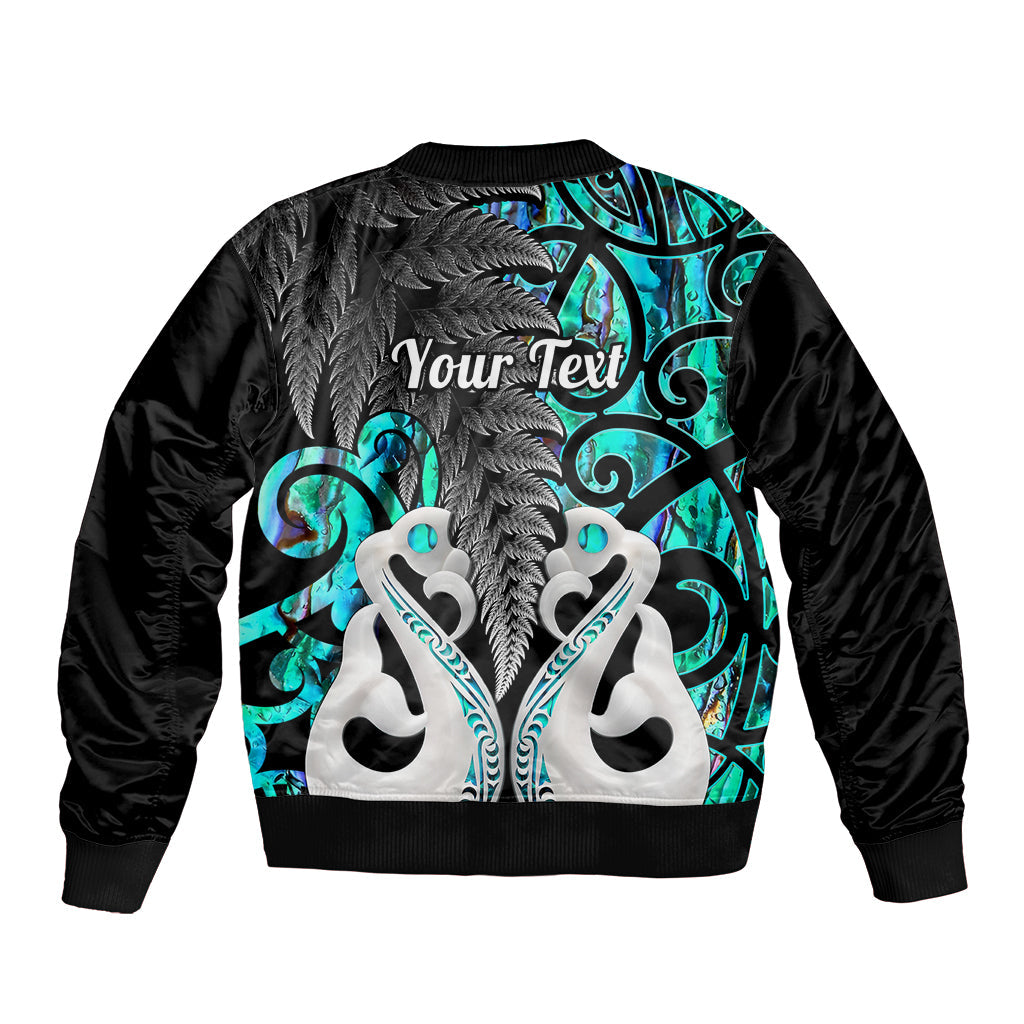 Personalised New Zealand Bomber Jacket Te Manaia Mangopare Maori And Fern Turquoise Style