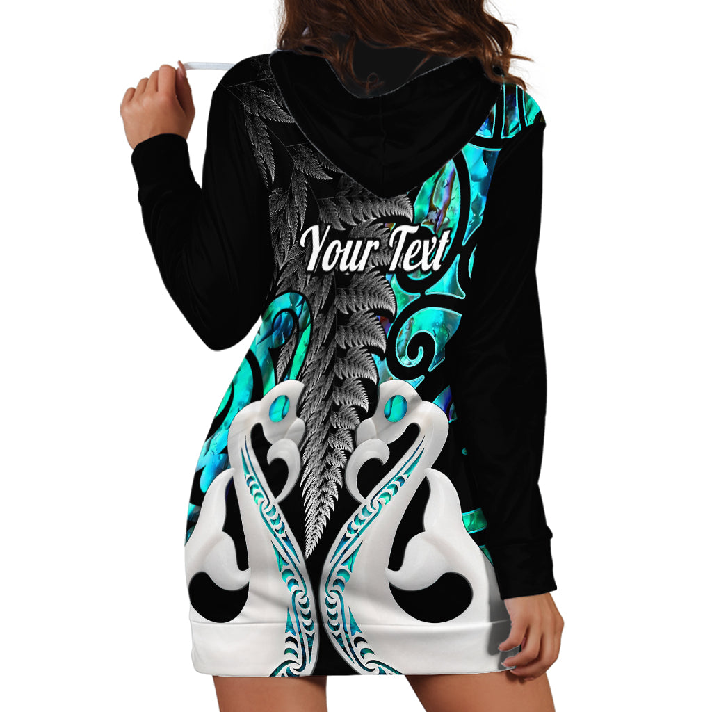 Personalised New Zealand Hoodie Dress Te Manaia Mangopare Maori And Fern Turquoise Style