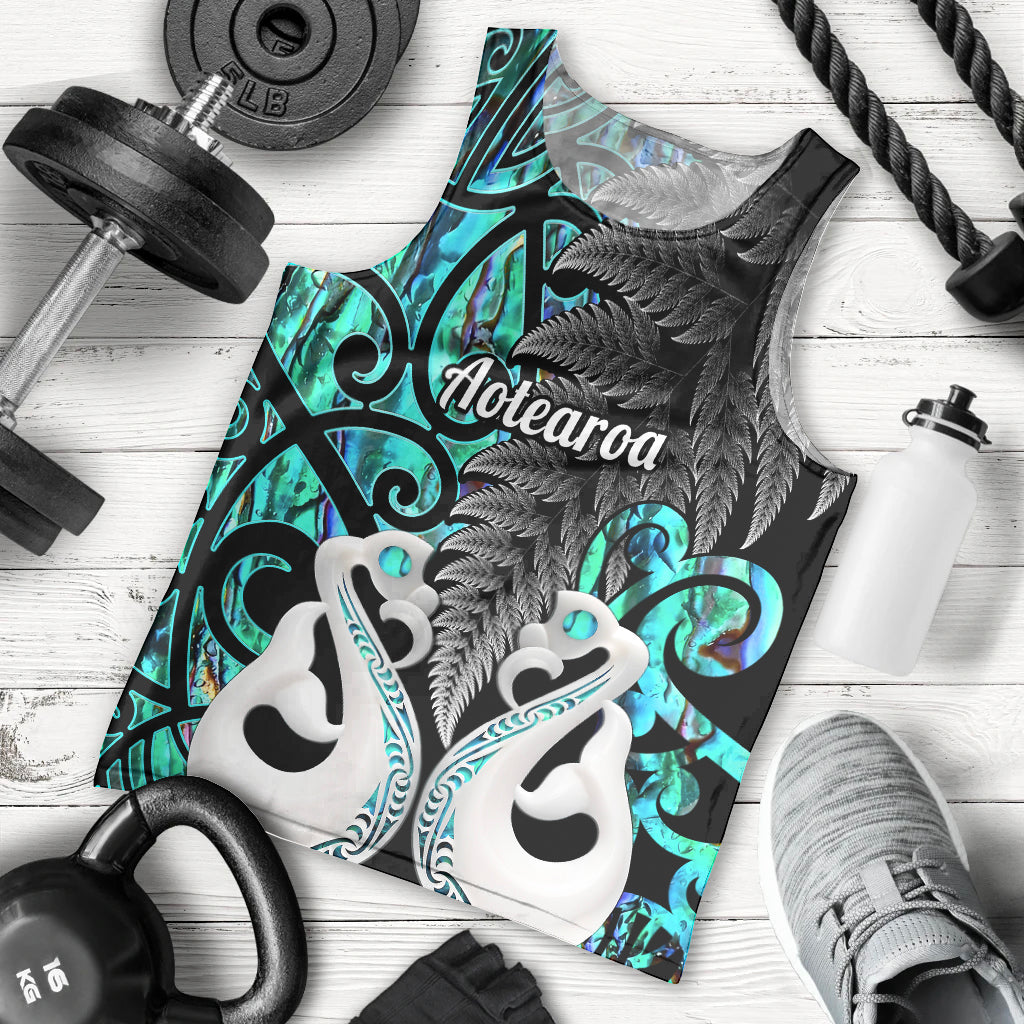 Personalised New Zealand Men Tank Top Te Manaia Mangopare Maori And Fern Turquoise Style