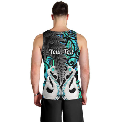 Personalised New Zealand Men Tank Top Te Manaia Mangopare Maori And Fern Turquoise Style