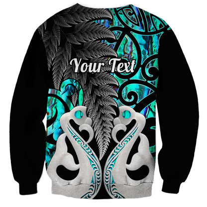 Personalised New Zealand Sweatshirt Te Manaia Mangopare Maori And Fern Turquoise Style