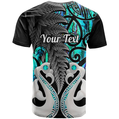 Personalised New Zealand T Shirt Te Manaia Mangopare Maori And Fern Turquoise Style