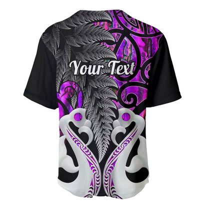 Personalised New Zealand Baseball Jersey Te Manaia Mangopare Maori And Fern Purple Style