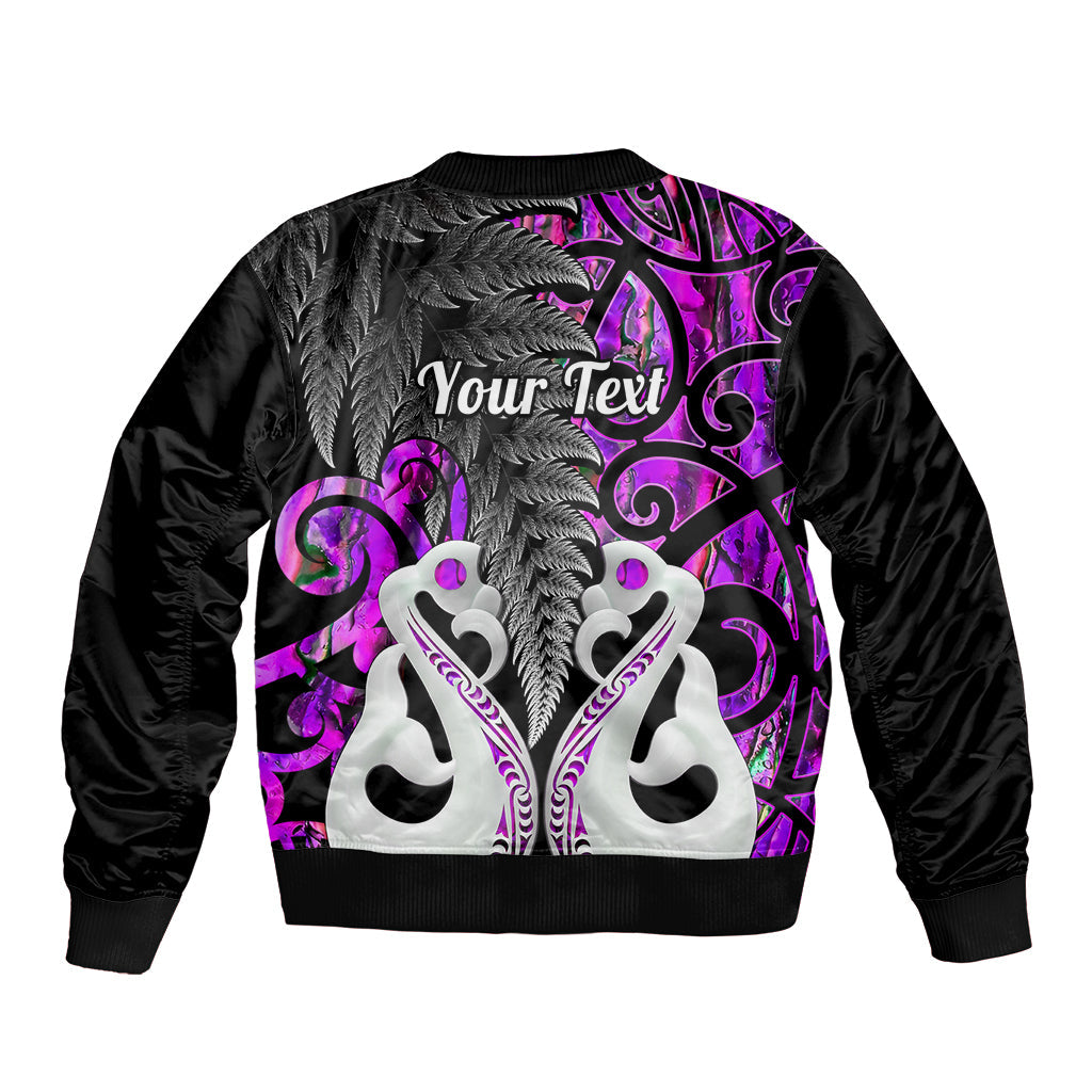 Personalised New Zealand Bomber Jacket Te Manaia Mangopare Maori And Fern Purple Style