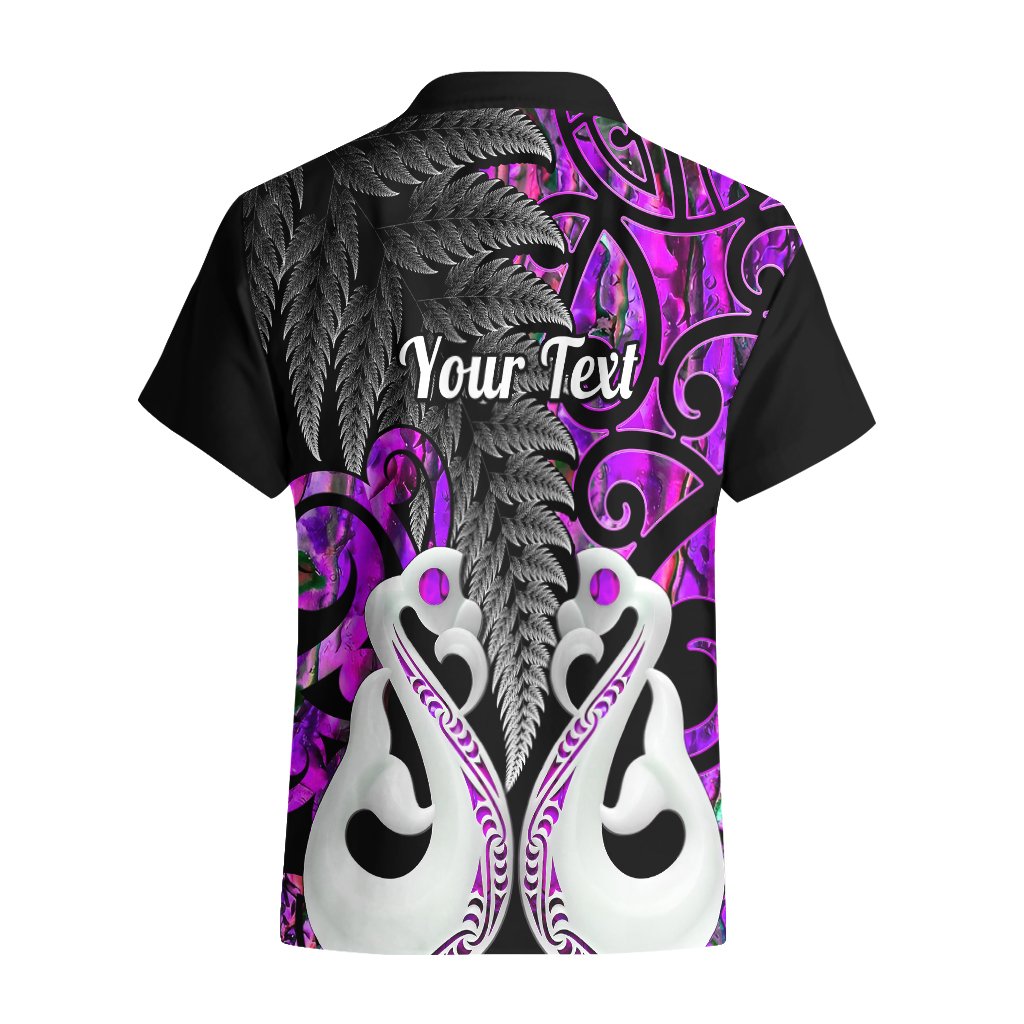 Personalised New Zealand Hawaiian Shirt Te Manaia Mangopare Maori And Fern Purple Style