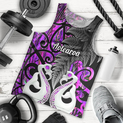 Personalised New Zealand Men Tank Top Te Manaia Mangopare Maori And Fern Purple Style
