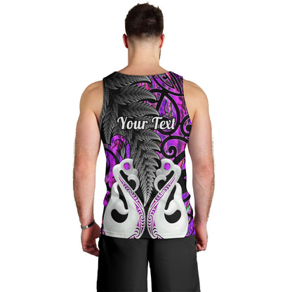 Personalised New Zealand Men Tank Top Te Manaia Mangopare Maori And Fern Purple Style