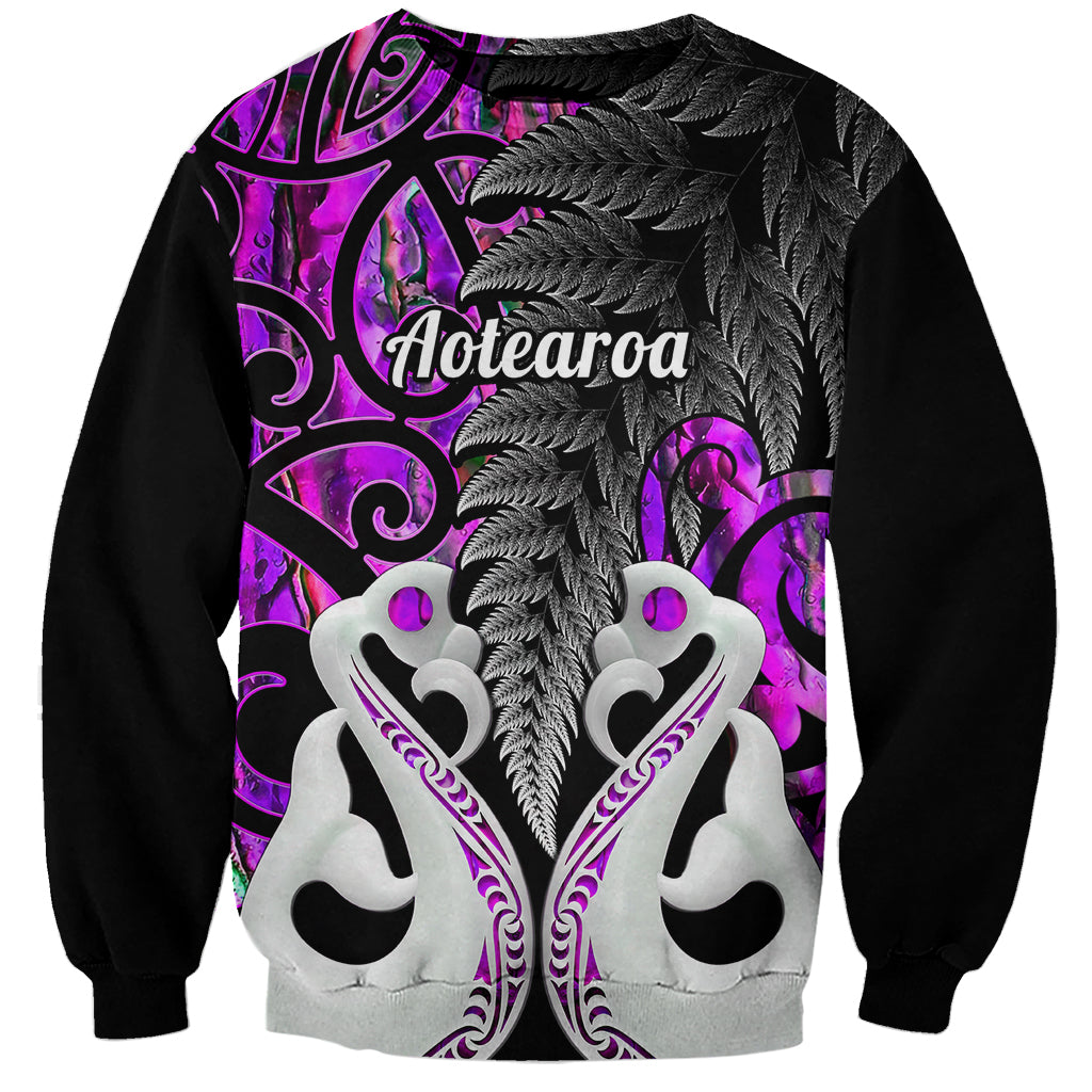 Personalised New Zealand Sweatshirt Te Manaia Mangopare Maori And Fern Purple Style