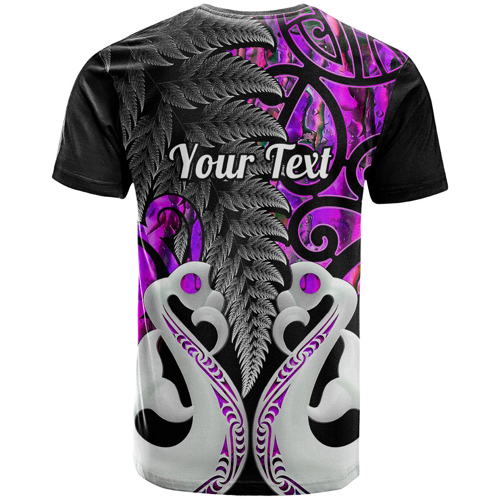 Personalised New Zealand T Shirt Te Manaia Mangopare Maori And Fern Purple Style