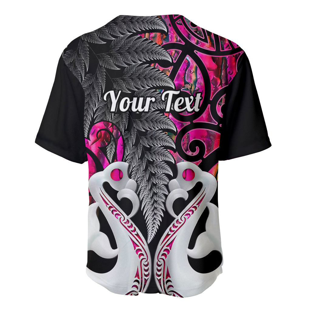Personalised New Zealand Baseball Jersey Te Manaia Mangopare Maori And Fern Pink Style