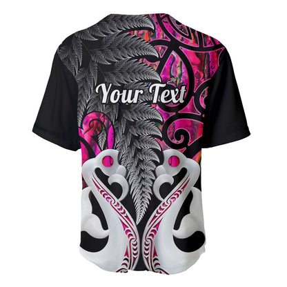 Personalised New Zealand Baseball Jersey Te Manaia Mangopare Maori And Fern Pink Style