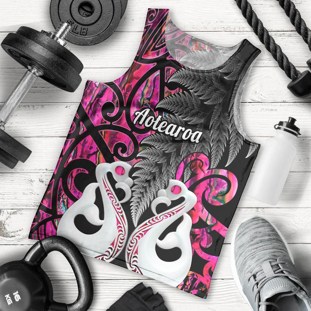 Personalised New Zealand Men Tank Top Te Manaia Mangopare Maori And Fern Pink Style