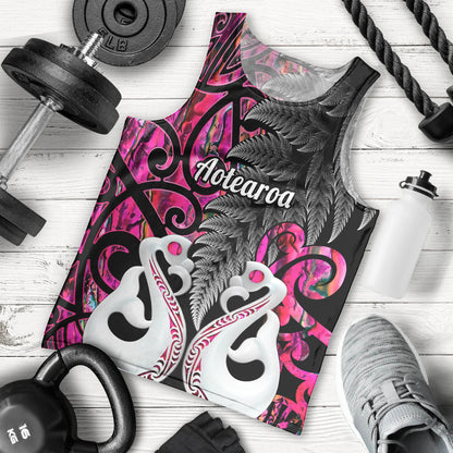 Personalised New Zealand Men Tank Top Te Manaia Mangopare Maori And Fern Pink Style