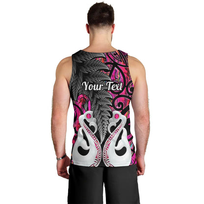 Personalised New Zealand Men Tank Top Te Manaia Mangopare Maori And Fern Pink Style